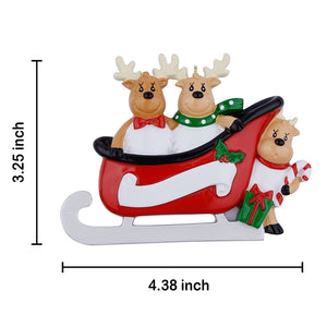 Personalized Christmas Ornament Sled Reindeer Family 3