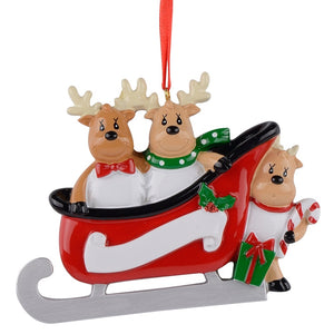 Customized Gift Christmas Decoration Ornament Sled Reindeer Family 3