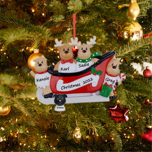 Personalized Christmas Ornament Sled Reindeer Family 4
