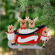 Load image into Gallery viewer, Personalized Christmas Ornament Sled Reindeer Family 4
