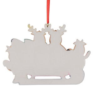 Personalized Christmas Ornament Sled Reindeer Family 4