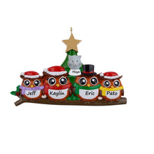 Load image into Gallery viewer, Personalized Christmas Ornament Owl Family 4
