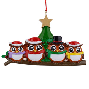 Personalized Christmas Ornament Owl Family 4