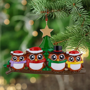 Personalized Christmas Ornament Owl Family 4