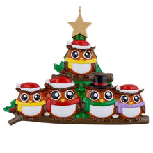Load image into Gallery viewer, Personalized Christmas Ornament Owl Family 5
