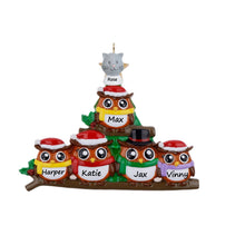 Load image into Gallery viewer, Personalized Christmas Ornament Owl Family 5
