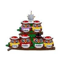 Load image into Gallery viewer, Personalized Christmas Ornament Owl Family 6
