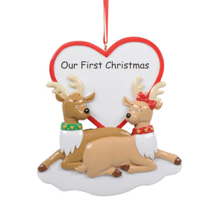 Customize Christmas Gift for New Couple Reindeer Ornament