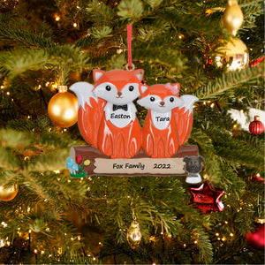 Personalized Christmas Family Gift Holiday Decoration Ornament Fox Family 2