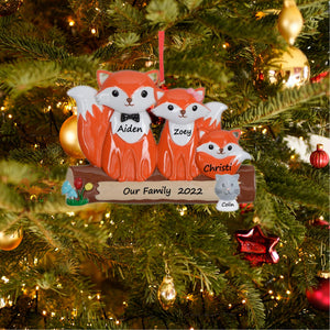 Customize Christmas Ornament Christmas Gift Fox Family 3