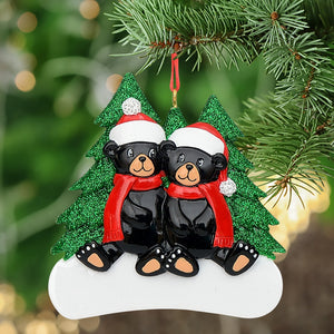 Customize Christmas Ornament Black Bear Family 2