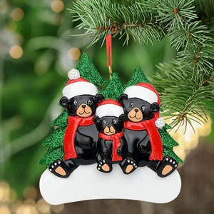 Customize Christmas Ornament Black Bear Family 3