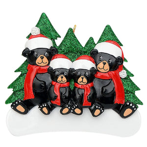Customize Christmas Ornament Black Bear Family 4