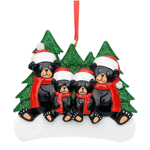 Customize Christmas Gift Family Ornament Black Bear Family 4