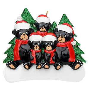 Customize Christmas Ornament Black Bear Family 5