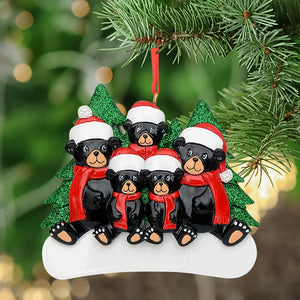 Customize Christmas Ornament Gift Black Bear Family 5