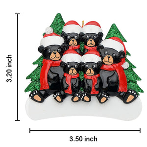 Customize Christmas Ornament Black Bear Family