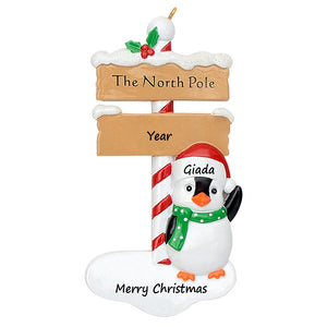 Customized Family Ornament Christmas Gift North Pole Penguin Family 1