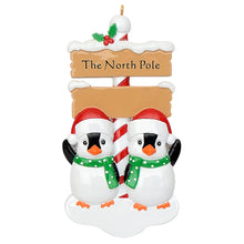 Load image into Gallery viewer, Customized Christmas Ornament North Pole Penguin Family 2
