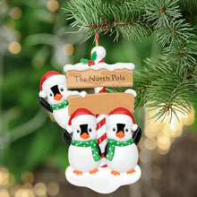 Load image into Gallery viewer, Customized Christmas Ornament North Pole Penguin Family 3

