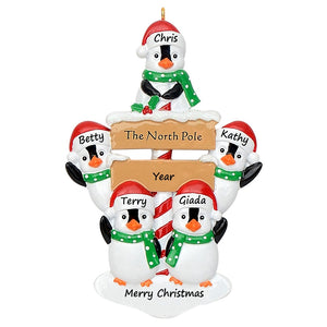 Customized Family Gift Christmas Ornament North Pole Penguin Family 5
