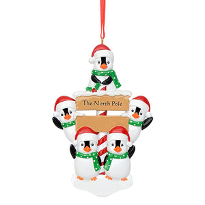 Customized Family Gift Christmas Ornament North Pole Penguin Family 5