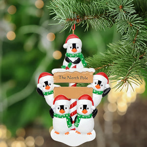Customized Christmas Ornament North Pole Penguin Family 5