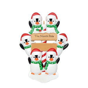Customized Christmas Ornament North Pole Penguin Family 6