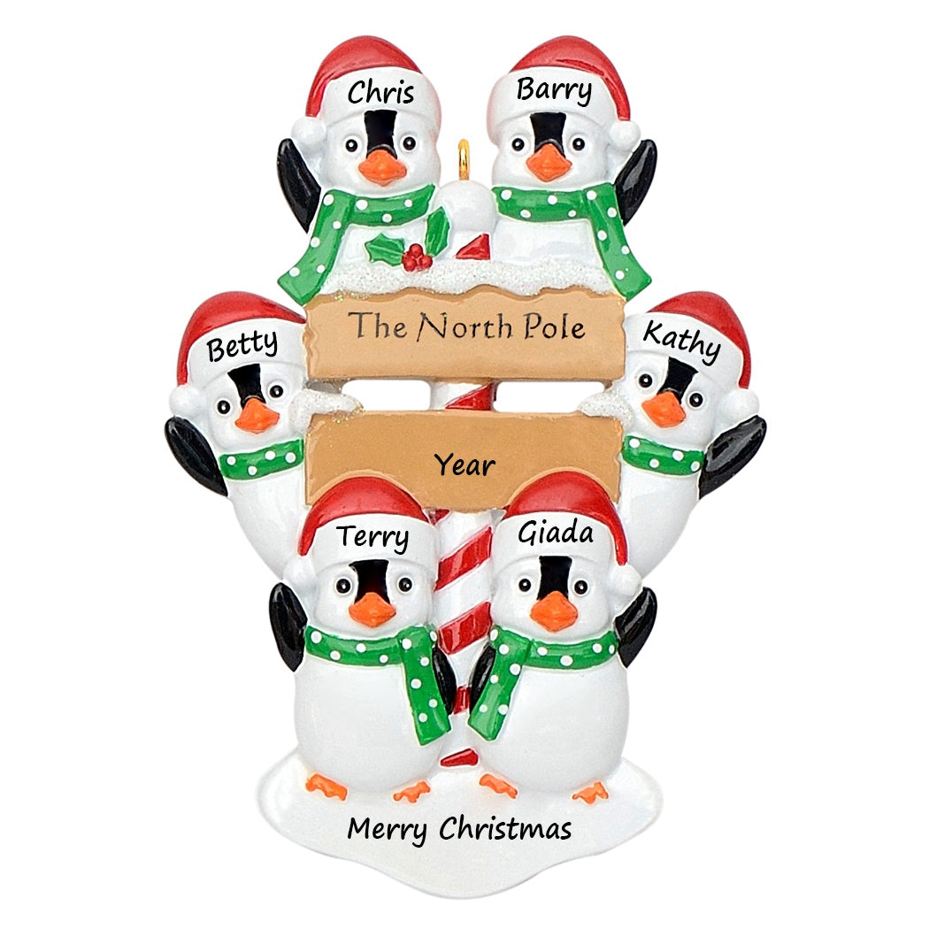 Customized Family Ornament Christmas Gift North Pole Penguin Family 6
