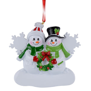Personalized Christmas Ornament Snowman Family with Snowflake Family 2