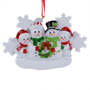 Personalized Christmas Ornament Snowman Family with Snowflake Family  4