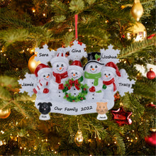 Load image into Gallery viewer, Christmas Ornament Snowman Family with Snowflake Family 5
