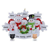 Load image into Gallery viewer, Christmas Ornament Personalized gift Snowflake Snowman Family 5
