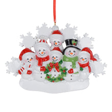 Load image into Gallery viewer, Personalized Christmas Ornament Snowman Family with Snowflake Family 6
