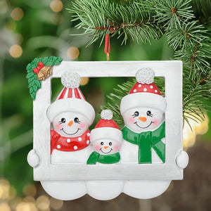 Customized Christmas Family Ornament Snowman Frame Family 3