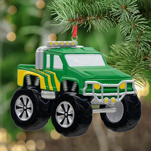 Customize Gift for Boy Christmas Ornament Monster Truck Green
