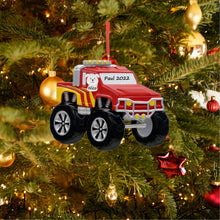 Load image into Gallery viewer, Personalized Gift for Kids Christmas Ornament Monster Truck Red
