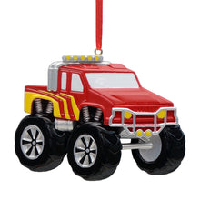 Load image into Gallery viewer, Personalized Christmas Ornament Monster Truck Red
