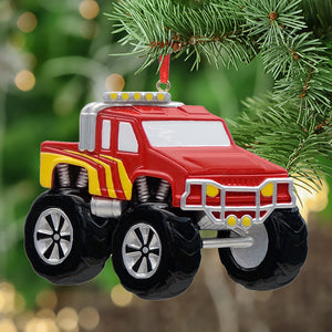 Personalized Christmas Ornament Monster Truck Red