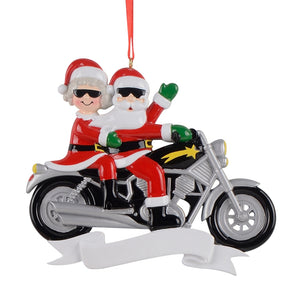 Personalized Christmas Gift Santa Ornament Motorcycle Couple