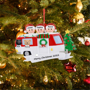 Customized Christmas Ornament RV Trailer Family 3