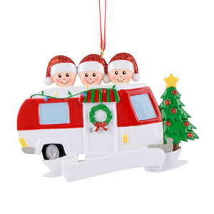 Customized Gift for Family 3 Christmas Ornament RV Trailer