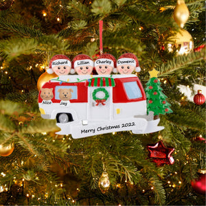 Customized Christmas Ornament RV Trailer Family 4