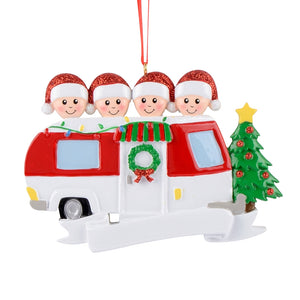 Customized Christmas Ornament RV Trailer Family 4