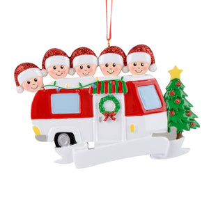 Customized Christmas Ornament RV Trailer Family 5