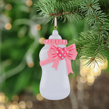 Load image into Gallery viewer, Customize Gift for Baby&#39;s 1st Christmas Personalized Ornament Bottle Pink
