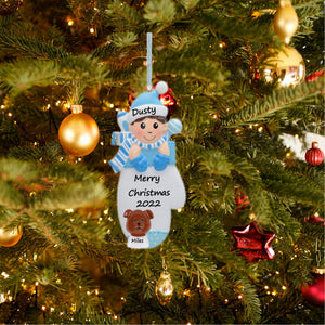Personalized Baby's 1st Christmas Ornament Baby Boy Mitten