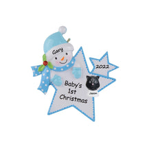Load image into Gallery viewer, Maxora Personalized Ornament Baby‘s 1st Christmas Star Boy
