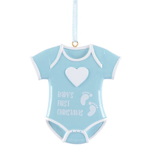 Personalized Baby's First Christmas Ornament Baby onesie Blue/Pink