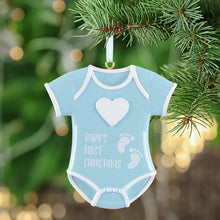 Load image into Gallery viewer, Personalized Baby&#39;s First Christmas Ornament Baby onesie Blue/Pink
